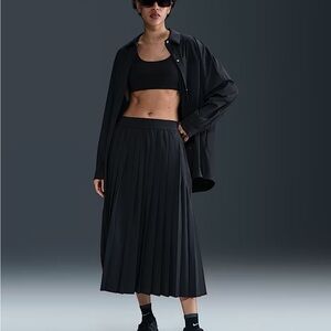 Nike Black Pleated Midi Skirt A-Line Casual